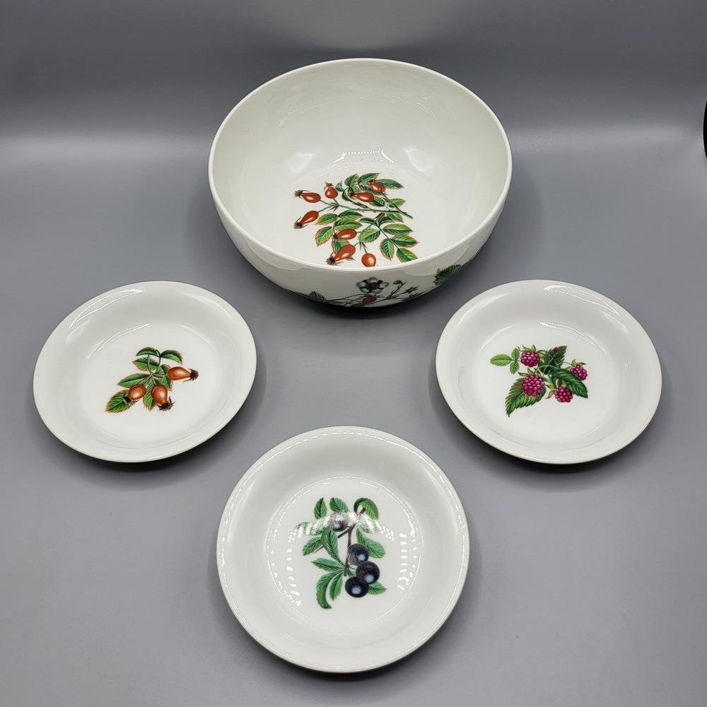 Haviland Limoges Porcelaine de Paris Serving Bowl & 3 Dishes Set Berry Floral
